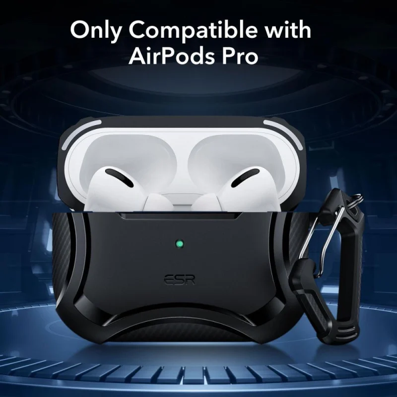 Etui ESR Cyber Armor Halolock z MagSafe na Apple AirPods Pro 1 / 2 - czarne - obrazek 2