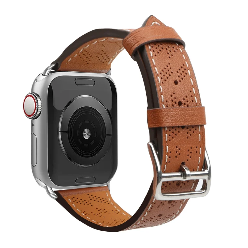 Strap Leather skórzany pasek Apple Watch SE, 9, 8, 7, 6, 5, 4, 3, 2, 1 (41, 40, 38 mm) opaska bransoleta brązowy - obrazek 2