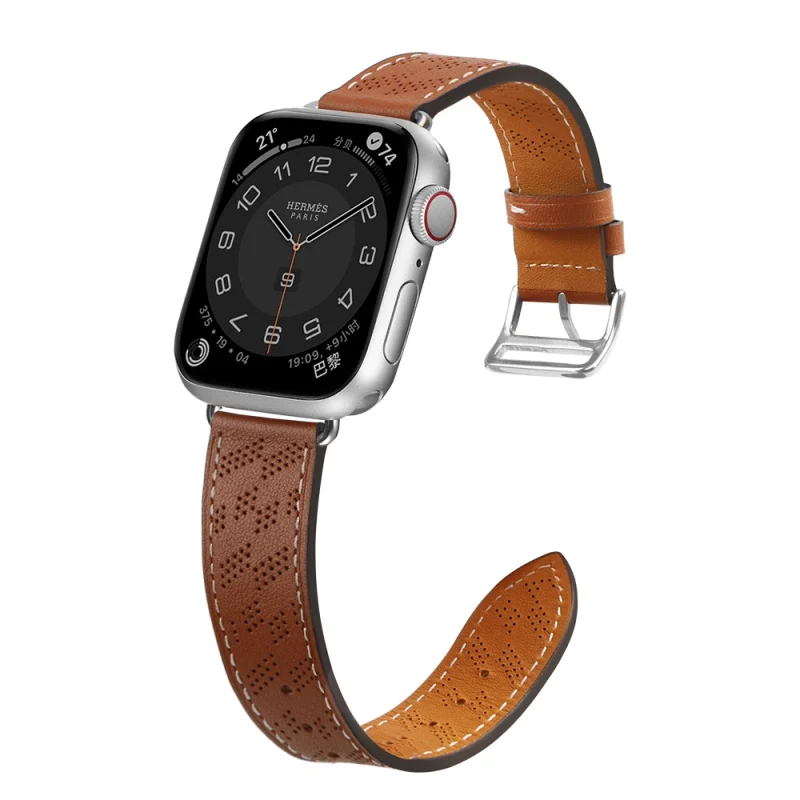 Strap Leather skórzany pasek Apple Watch SE, 9, 8, 7, 6, 5, 4, 3, 2, 1 (41, 40, 38 mm) opaska bransoleta brązowy - obrazek 3