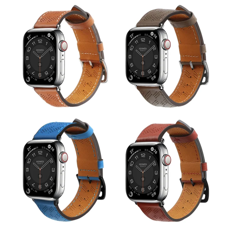 Strap Leather skórzany pasek Apple Watch SE, 9, 8, 7, 6, 5, 4, 3, 2, 1 (41, 40, 38 mm) opaska bransoleta brązowy - obrazek 6