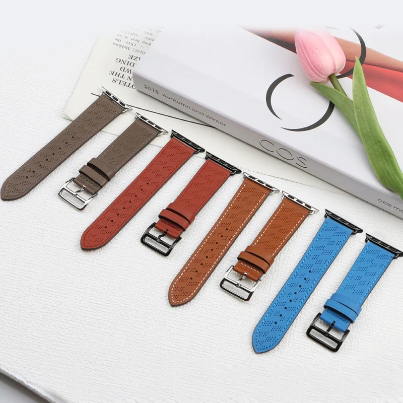 Strap Leather skórzany pasek Apple Watch SE, 9, 8, 7, 6, 5, 4, 3, 2, 1 (41, 40, 38 mm) opaska bransoleta brązowy - obrazek 7