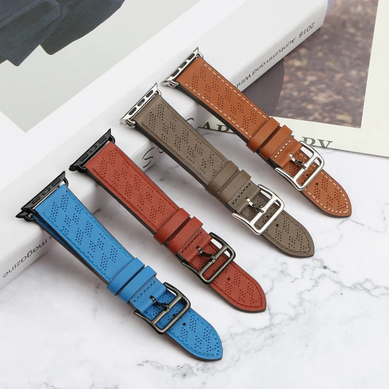 Strap Leather skórzany pasek Apple Watch SE, 9, 8, 7, 6, 5, 4, 3, 2, 1 (41, 40, 38 mm) opaska bransoleta brązowy - obrazek 8