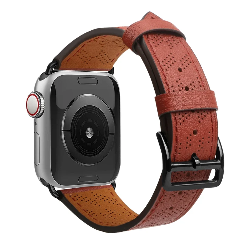 Strap Leather skórzany pasek Apple Watch SE, 9, 8, 7, 6, 5, 4, 3, 2, 1 (41, 40, 38 mm) opaska bransoleta czerwony - obrazek 2