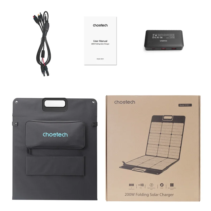 Ładowarka Choetech SC011 solarna 200W przenośny panel słoneczny - czarna - obrazek 5