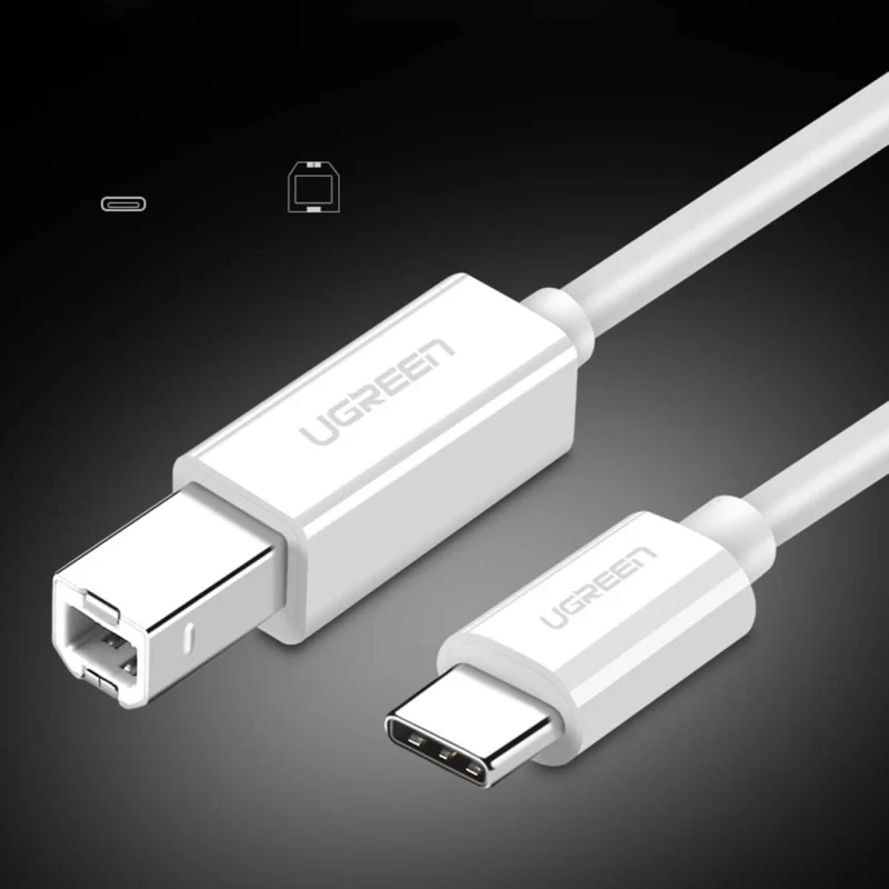 Ugreen kabel przewód do drukarki USB-C - USB-B 480Mb/s 1m biały (US241) - obrazek 2