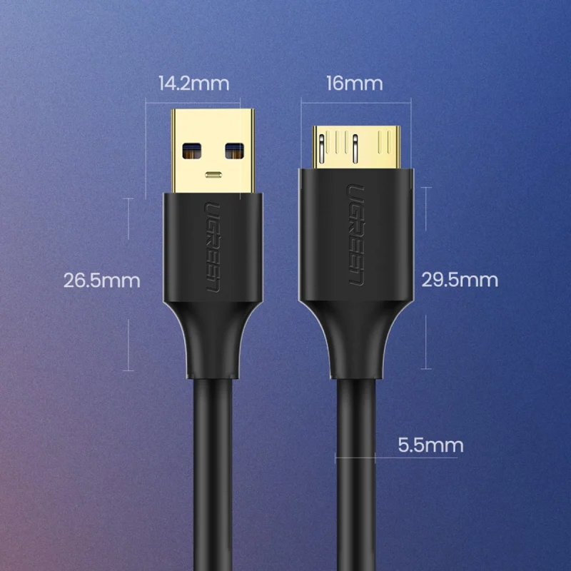 Kabel Ugreen US130 10843 USB-A 3.0 - micro USB-B 2m - czarny - obrazek 10