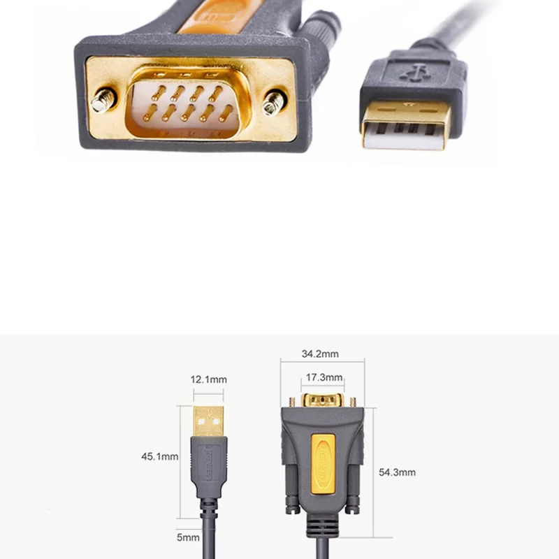 Ugreen kabel adapter USB-A - DB9 RS-232 1.5m szary (CR104) - obrazek 4