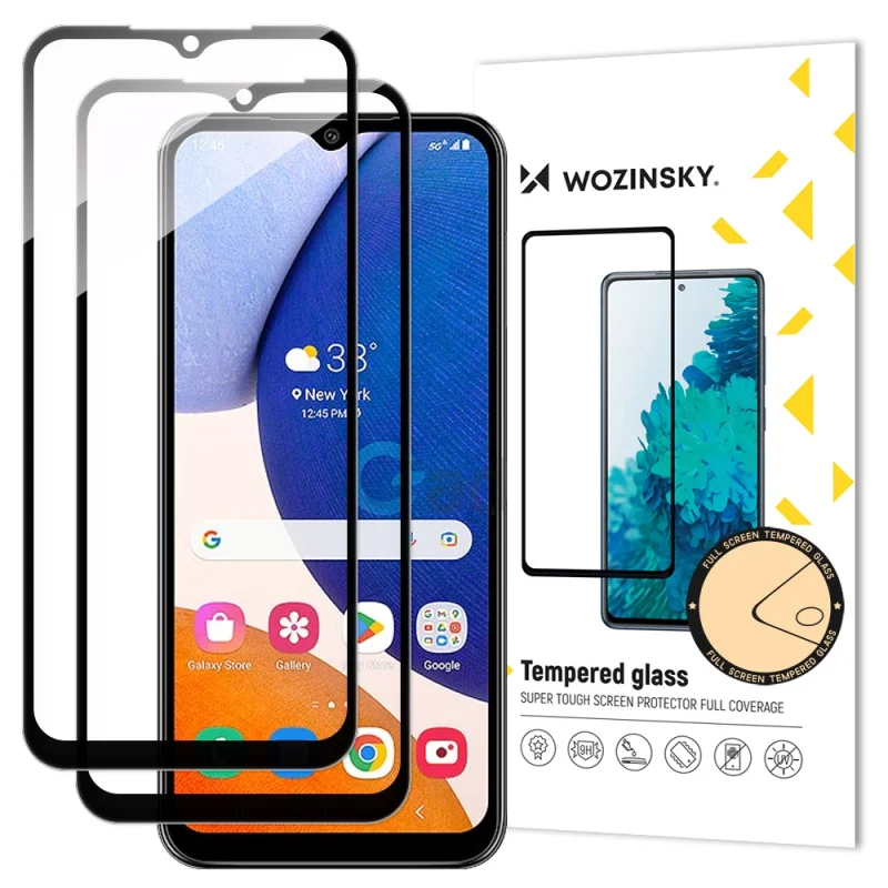 Wozinsky 2x Full Glue Tempered Glass szkło hartowane Samsung Galaxy A14 5G / A14 9H na cały ekran z czarną ramką