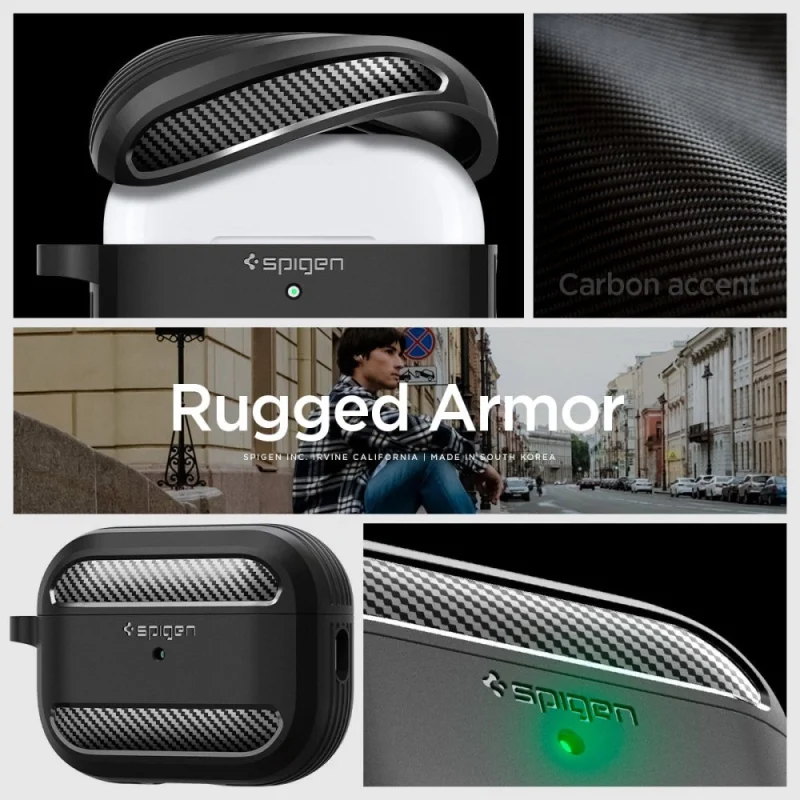 Etui Spigen Rugged Armor na Apple AirPods Pro 1 / 2 - czarny mat - obrazek 12