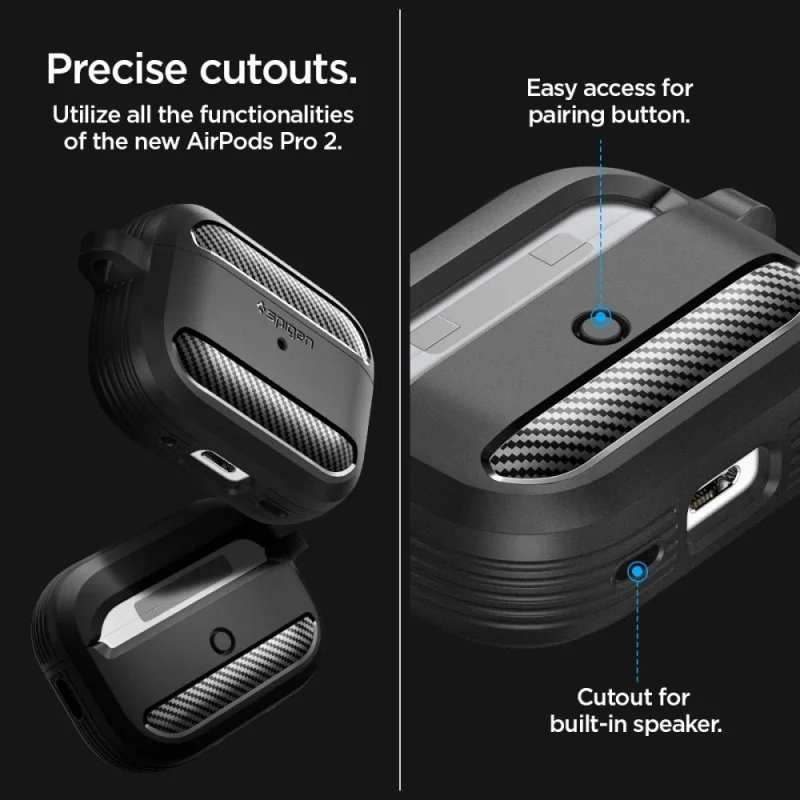 Etui Spigen Rugged Armor na Apple AirPods Pro 1 / 2 - czarny mat - obrazek 15