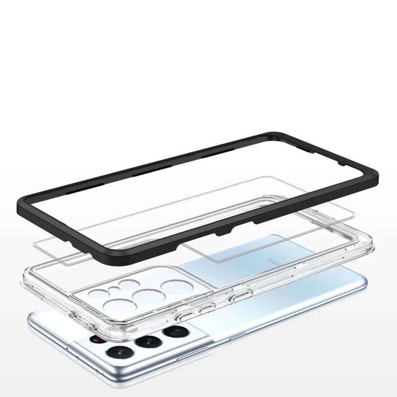 Clear 3in1 etui do Samsung Galaxy S23 Ultra silikonowy pokrowiec z ramką czarne - obrazek 5