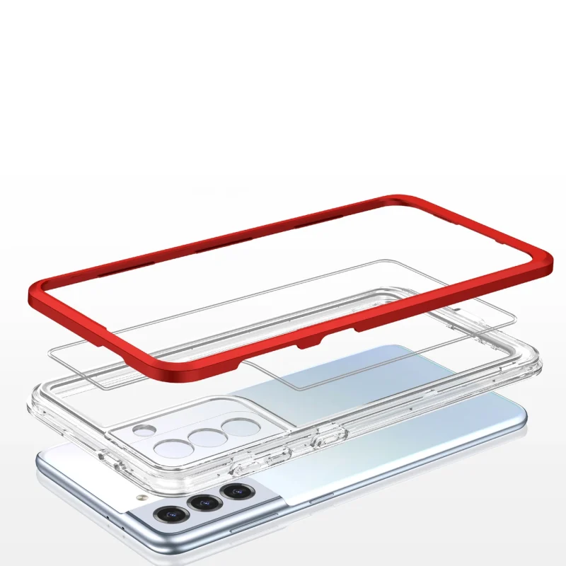 Clear 3in1 etui do Samsung Galaxy S23 silikonowy pokrowiec z ramką czerwone - obrazek 4