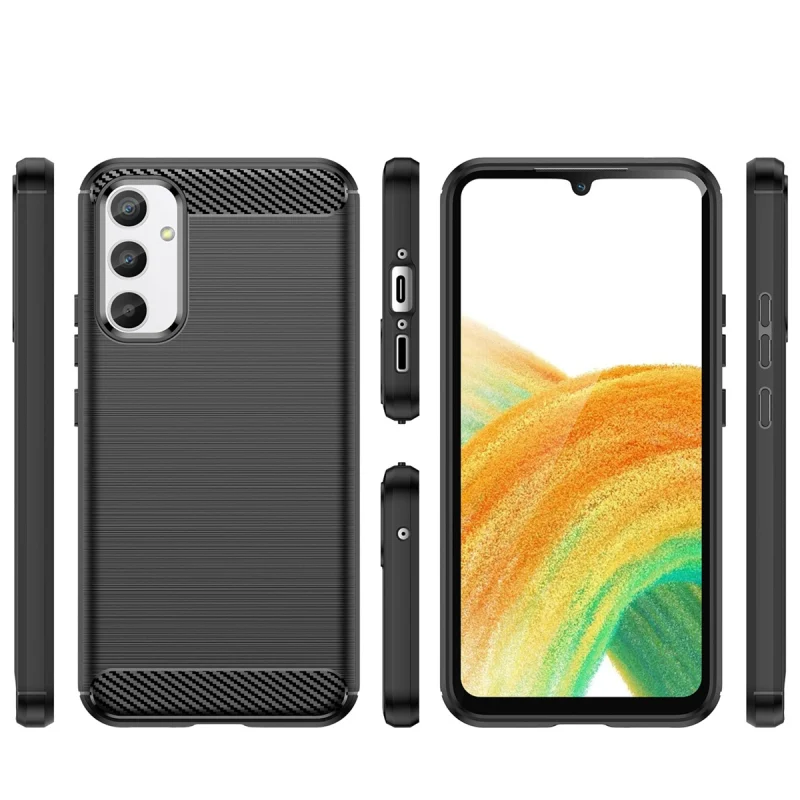 Carbon Case etui do Samsung Galaxy A34 5G elastyczny silikonowy karbonowy pokrowiec czarne - obrazek 2