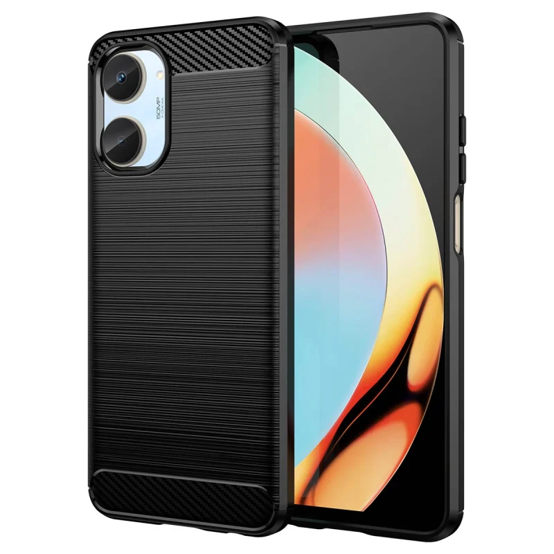 Carbon Case etui do Realme 10 elastyczny silikonowy karbonowy pokrowiec czarne - obrazek 2