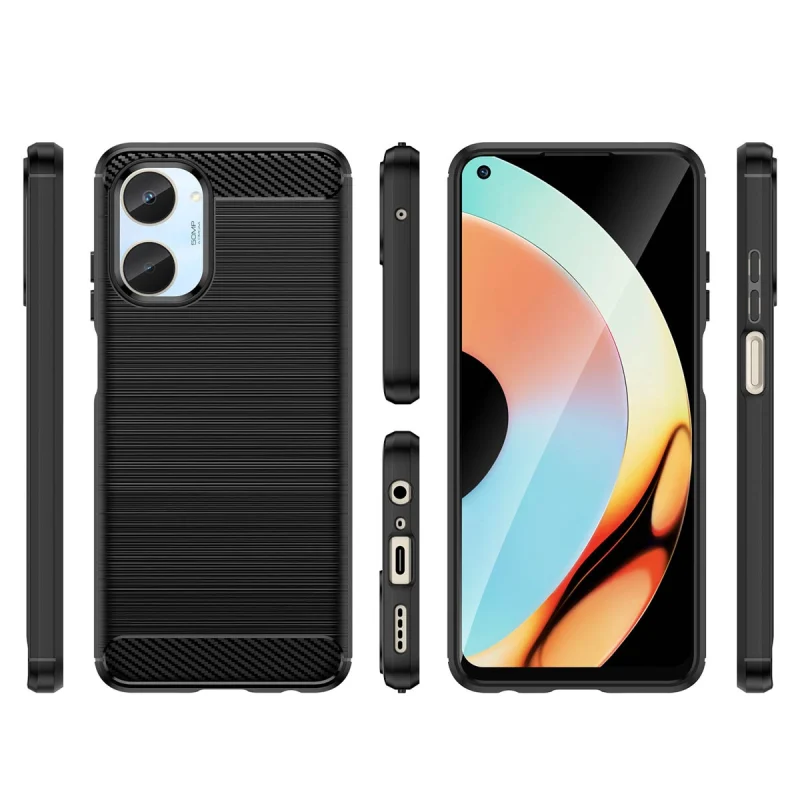 Carbon Case etui do Realme 10 elastyczny silikonowy karbonowy pokrowiec czarne - obrazek 3