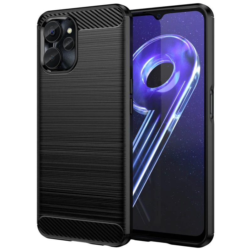 Carbon Case etui do Realme 10 5G / Realme 9i 5G elastyczny silikonowy karbonowy pokrowiec czarne - obrazek 2