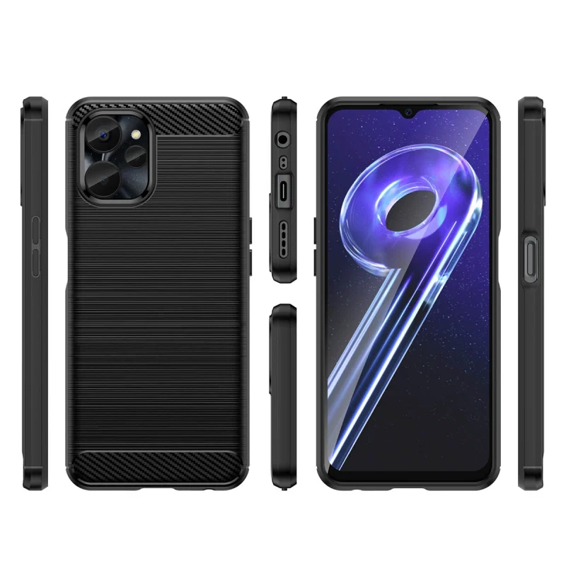 Carbon Case etui do Realme 10 5G / Realme 9i 5G elastyczny silikonowy karbonowy pokrowiec czarne - obrazek 3