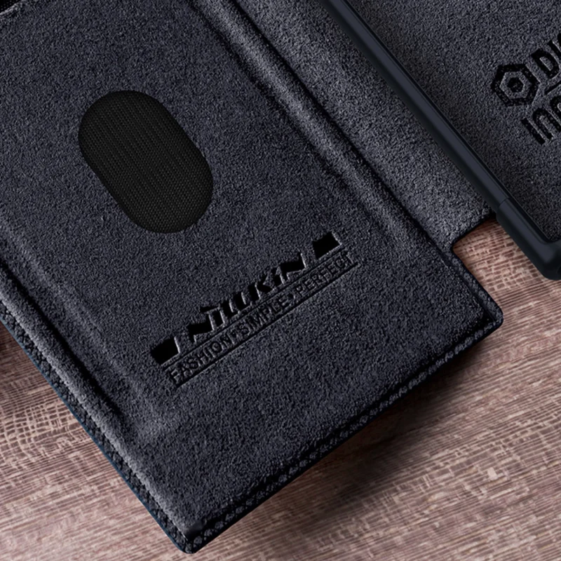 Nillkin Qin Leather Pro Case etui Samsung Galaxy S23 Ultra pokrowiec z klapką osłona na aparat czarne - obrazek 14