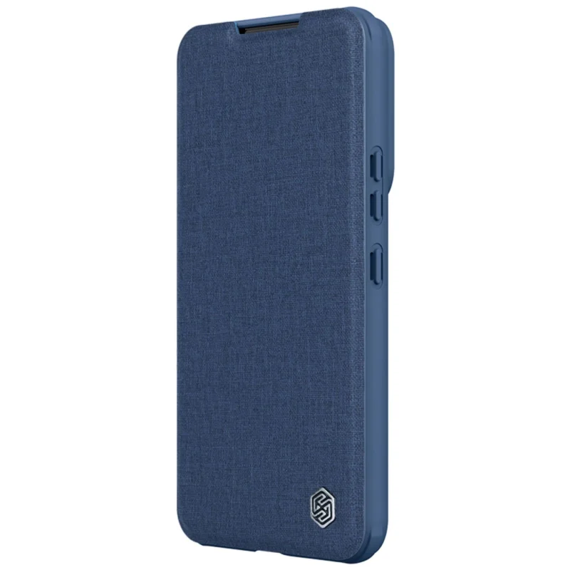 Nillkin Qin Cloth Pro Case etui Samsung Galaxy S23+ pokrowiec z klapką osłona na aparat niebieskie - obrazek 3