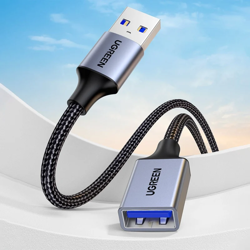 Ugreen kabel przedłużacz adapter USB (męski) - USB (żeński) 3.0 5Gb/s 1m szary (US115) - obrazek 2