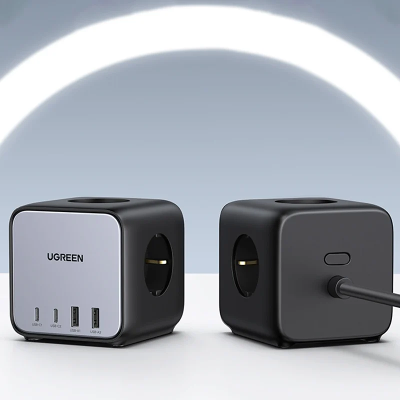 Ugreen kostka listwa zasilająca 65W USB / USB C + 3x gniazdo AC czarna (CD268) - obrazek 9