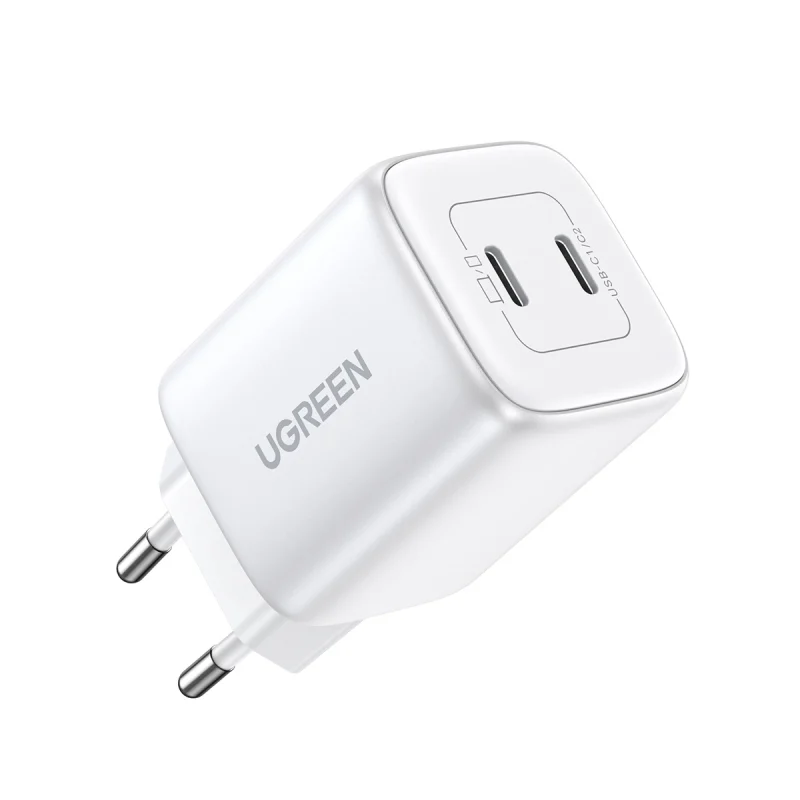 Szybka ładowarka GaN 2 x USB-C 45W QC PD Ugreen CD294 - biała - obrazek 2