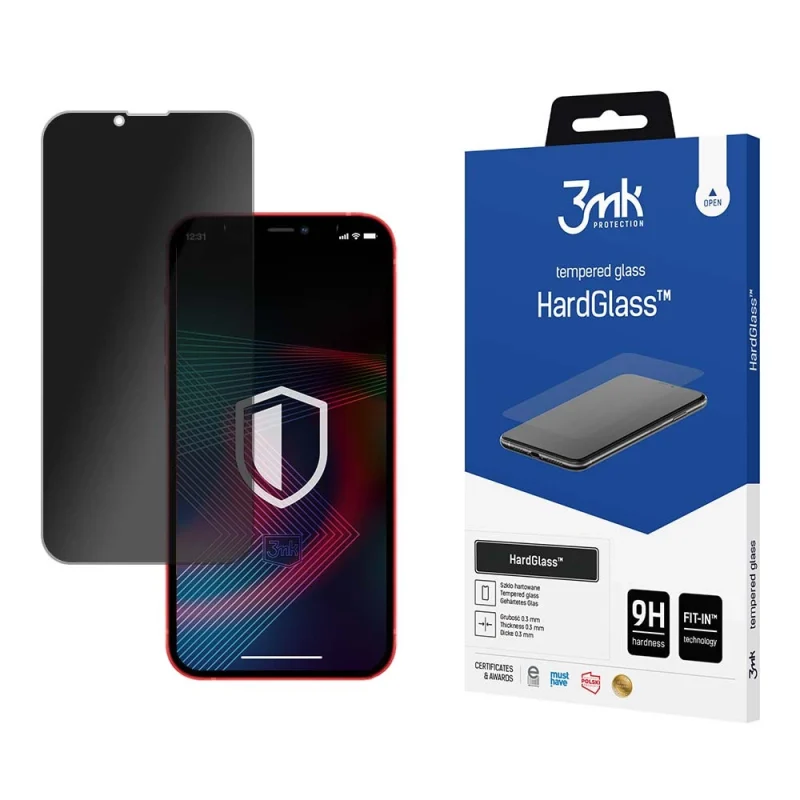 Szkło 9H prywatyzujące 3mk HardGlass Max Privacy™ na iPhone 13 Pro Max / 14 Plus