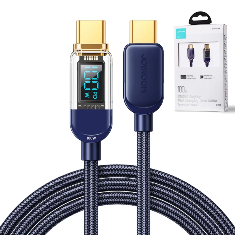 Kabel Joyroom A4 USB-C / USB-C 100W 1.2m z wyświetlaczem - niebieski - obrazek 11