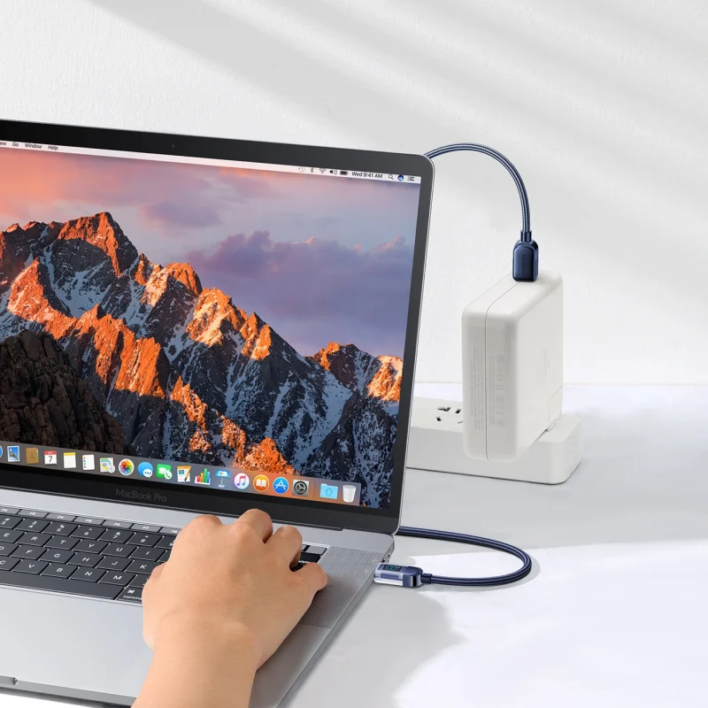 Kabel Joyroom A4 USB-C / USB-C 100W 1.2m z wyświetlaczem - niebieski - obrazek 2