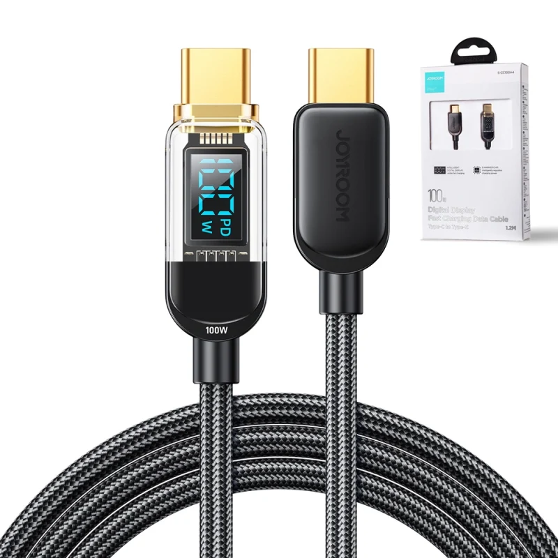 Kabel Joyroom A4 USB-C / USB-C 100W 1.2m z wyświetlaczem - czarny - obrazek 4