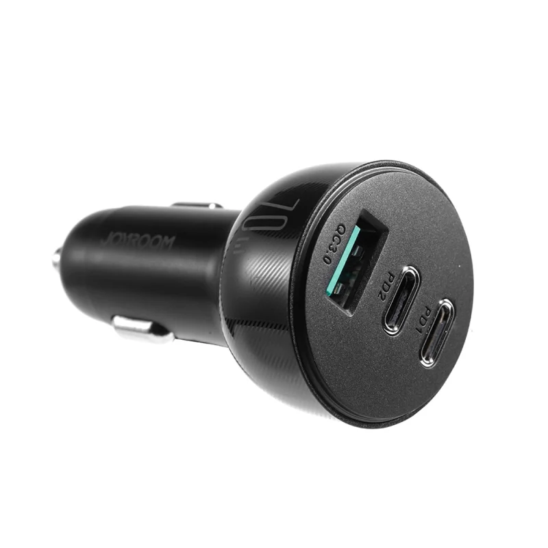 Joyroom ładowarka samochodowa 70W z 3 portami: USB, 2 x USB C czarna (JR-CL26) - obrazek 4