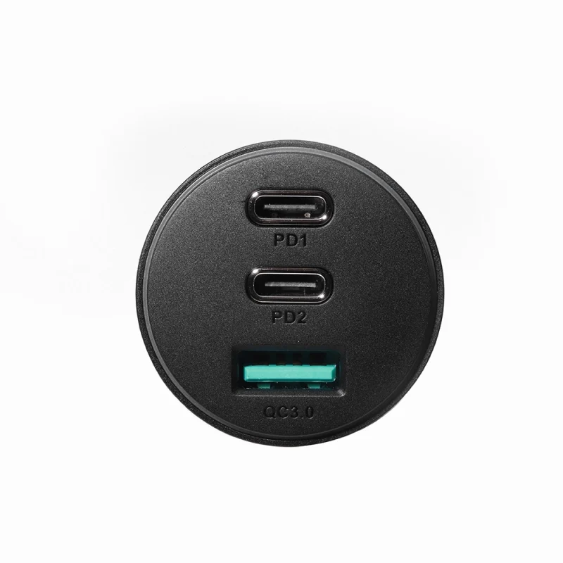 Joyroom ładowarka samochodowa 70W z 3 portami: USB, 2 x USB C czarna (JR-CL26) - obrazek 3