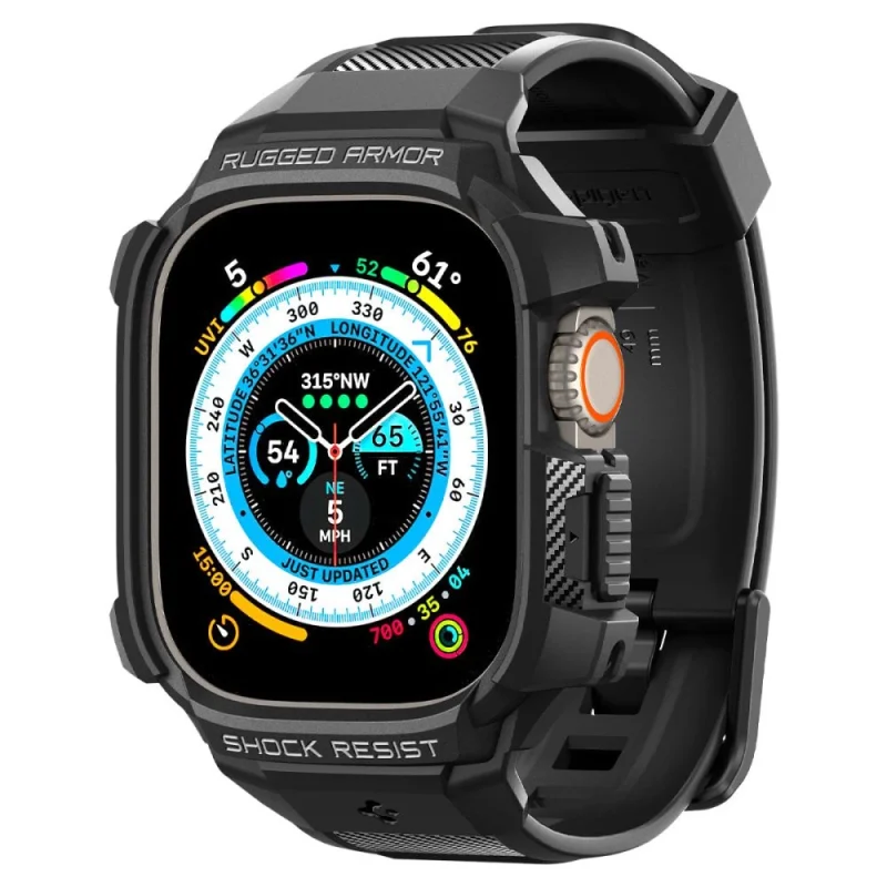 Etui z paskiem Spigen Rugged Armor Pro na Apple Watch Ultra (49 mm) - czarne - obrazek 2