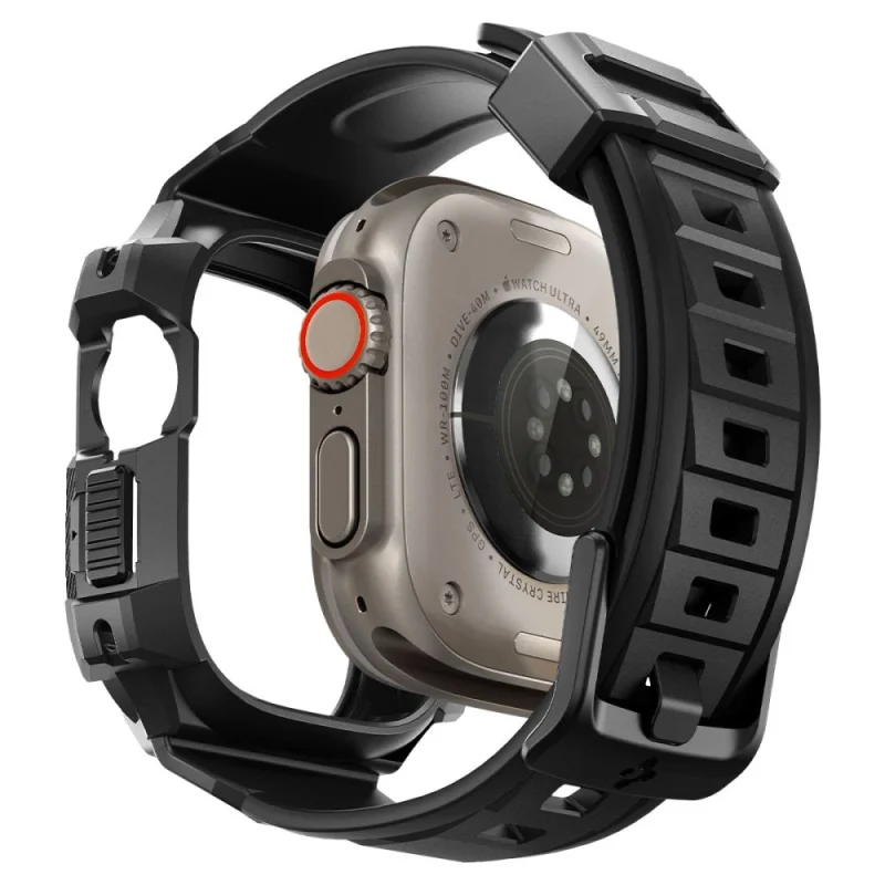 Etui z paskiem Spigen Rugged Armor Pro na Apple Watch Ultra (49 mm) - czarne - obrazek 4