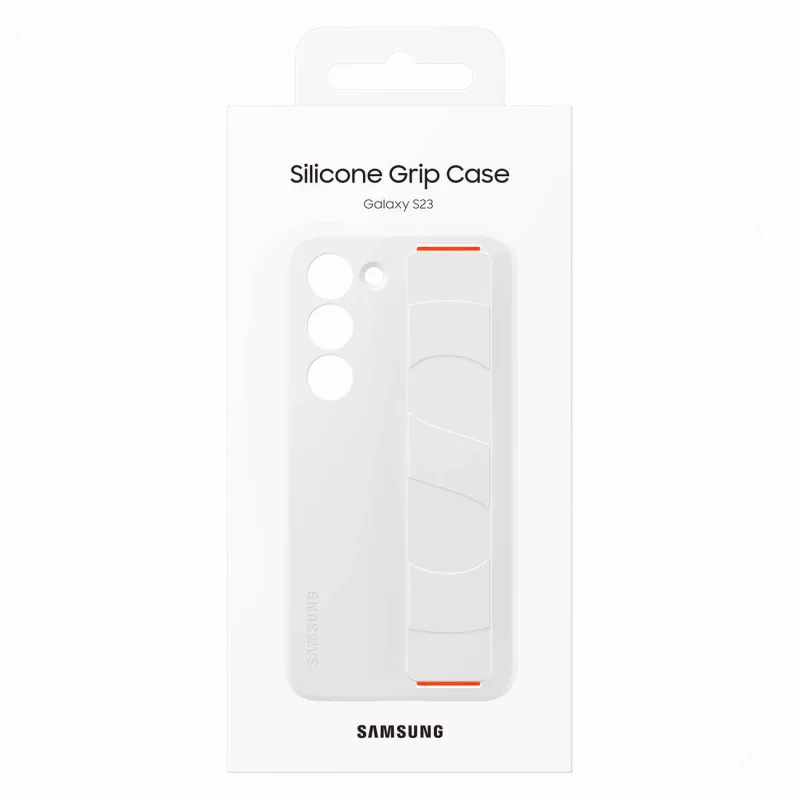 Samsung Silicone Grip Cover etui Samsung Galaxy S23 silikonowy pokrowiec z paskiem na rękę białe (EF-GS911TWEGWW) - obrazek 5