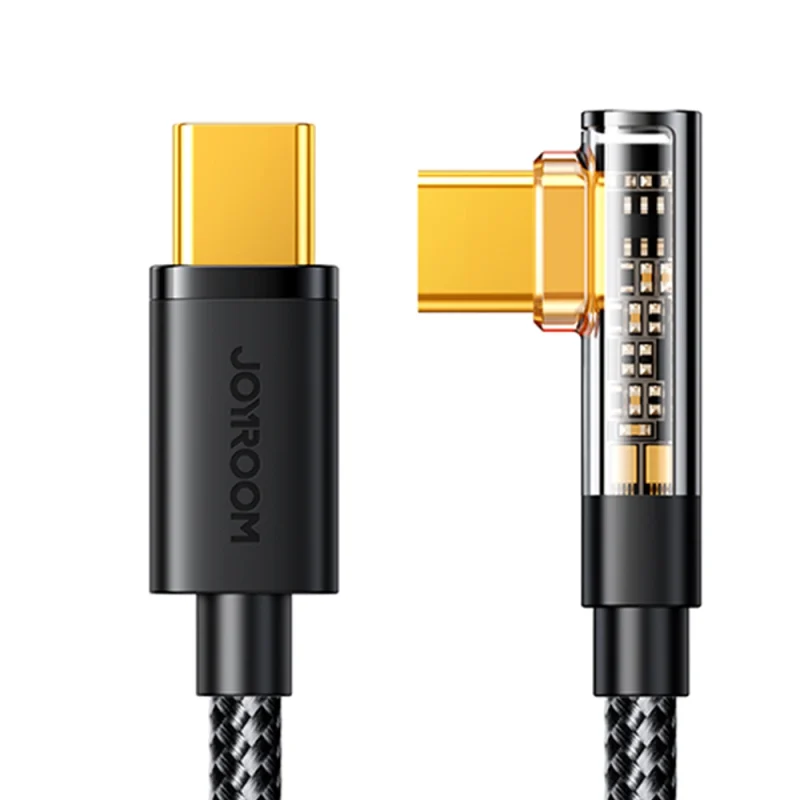 Kabel Joyroom Gaming Cable S-CC100A6 USB-C (kątowy) / USB-C (prosty) 100W 1.2m - czarny - obrazek 4