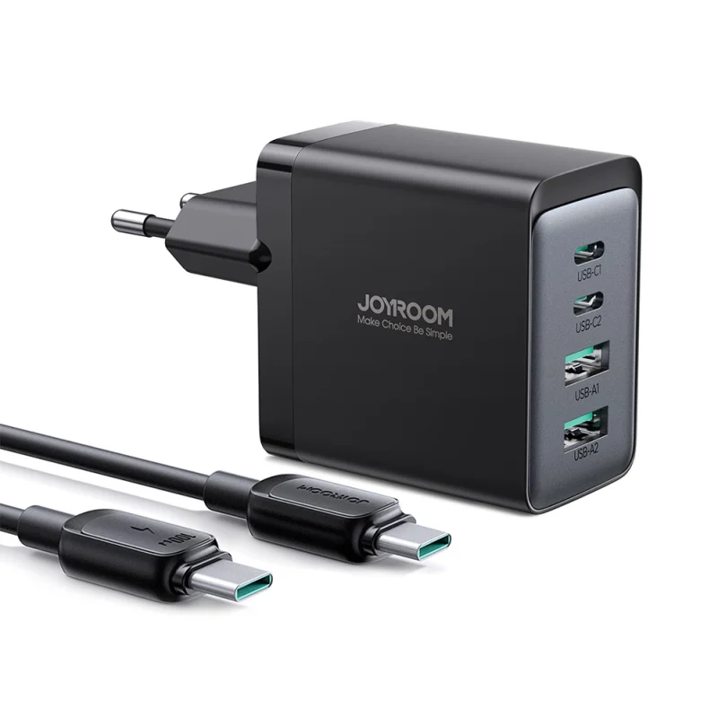 Joyroom ładowarka GaN 67W 4 porty (2x USB, 2x USB C) czarna (TCG02) + kabel USB C – USB C 100W 1.2m - obrazek 8