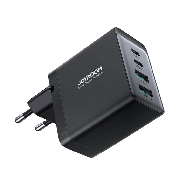 Joyroom ładowarka GaN 67W 4 porty (2x USB, 2x USB C) czarna (TCG02) + kabel USB C – USB C 100W 1.2m - obrazek 3