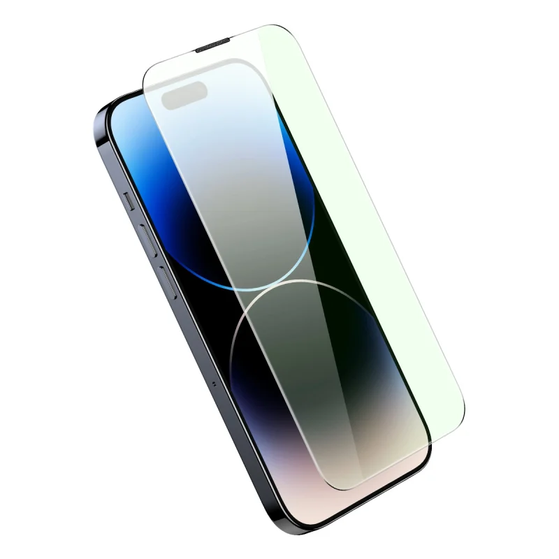 Baseus szkło hartowane do iPhone 14 Pro Max na cały ekran z filtrem Anti Blue Light i osłoną na głośnik 0.3mm + ramka montażowa - obrazek 4