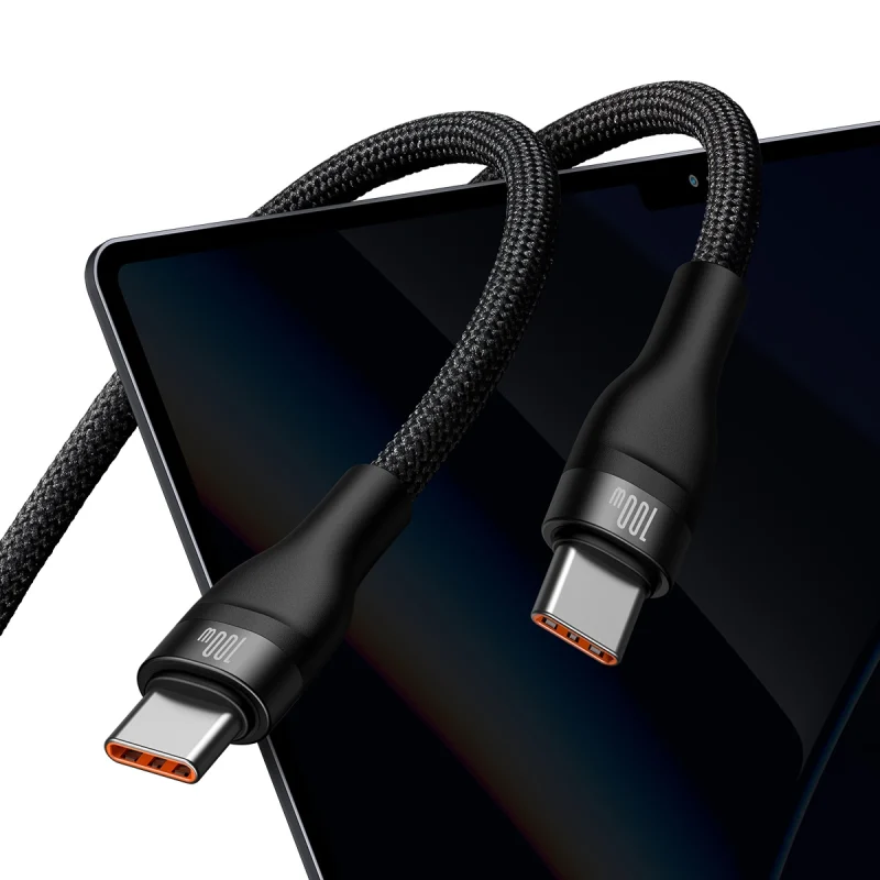 Baseus Flash Series Ⅱ kabel do szybkiego ładowania 2w1 USB-C - 2xUSB-C 100W 1.5m czarny - obrazek 2