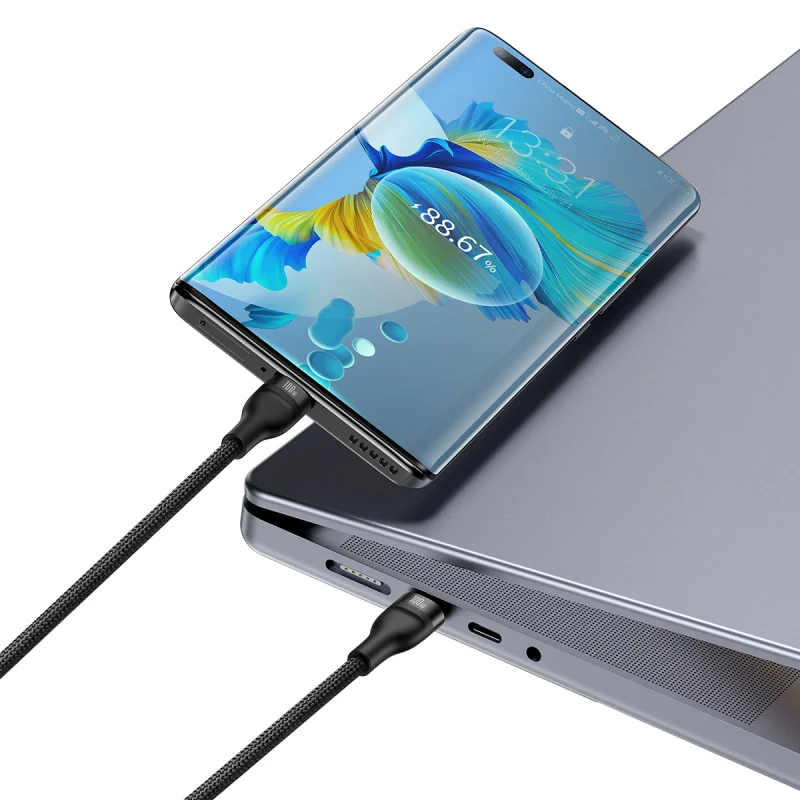 Baseus Flash Series Ⅱ kabel do szybkiego ładowania 2w1 USB-C - 2xUSB-C 100W 1.5m czarny - obrazek 3