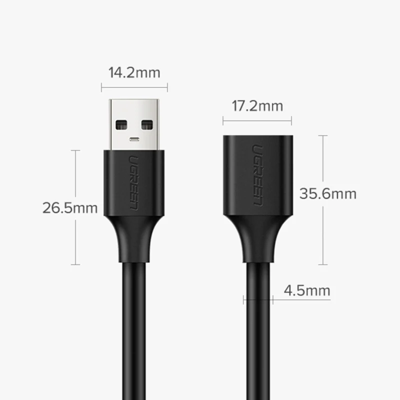 Ugreen kabel przedłużacz USB (męski) - USB (żeński) 2.0 480Mb/s 1.5m czarny (US103) - obrazek 6