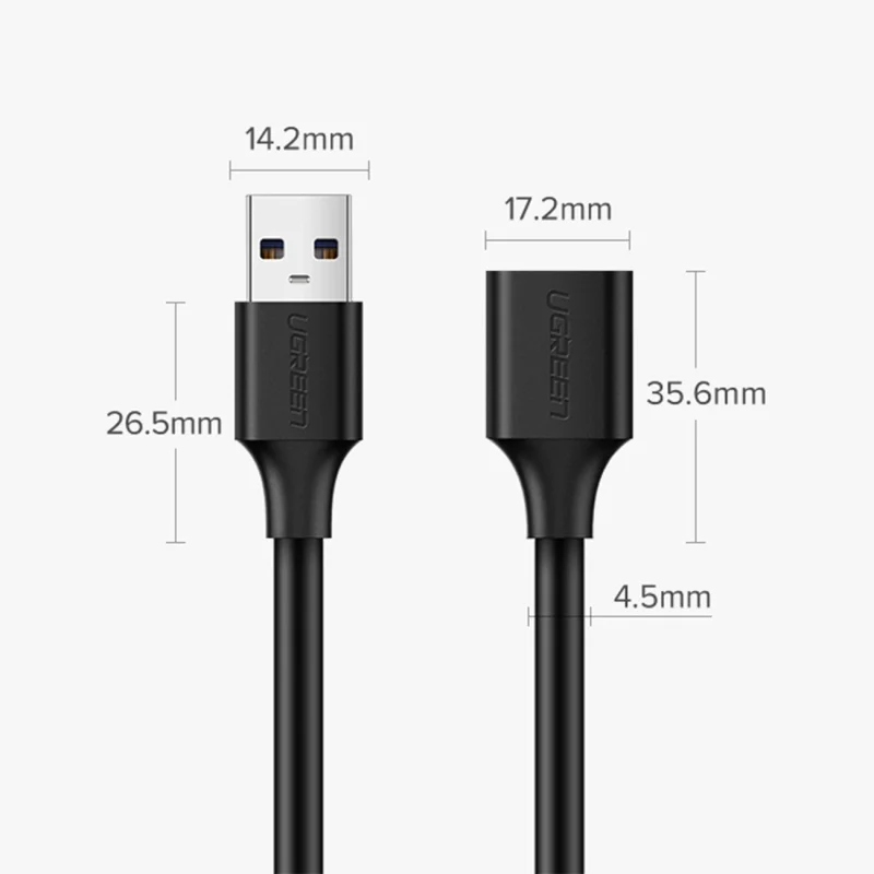 Ugreen kabel przedłużacz USB (męski) - USB (żeński) 2.0 480Mb/s 3m czarny (US103) - obrazek 10