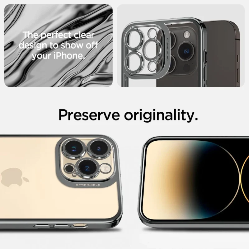 Etui Spigen Optik Crystal na iPhone 14 Pro - przezroczysto-szare - obrazek 9