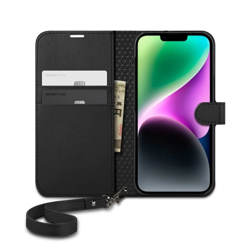 Etui Spigen Wallet S na iPhone 14 - czarne - obrazek 4