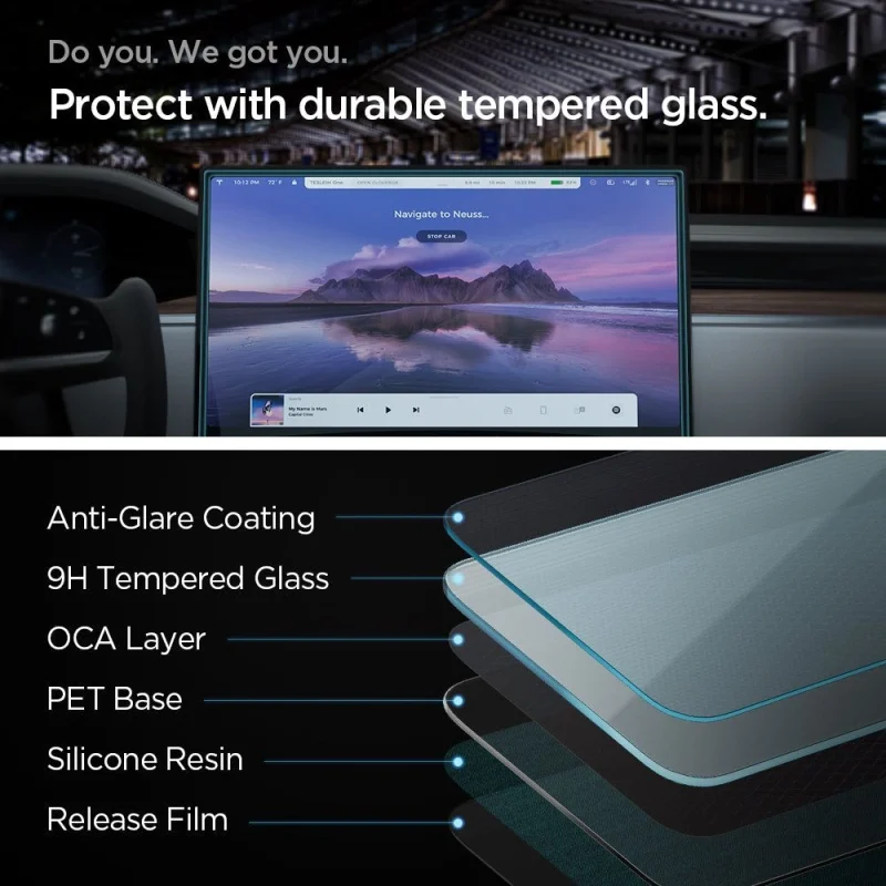 Szkło hartowane Spigen Glas.tR EZ Fit na Tesla Model X 2022 / Model S 2021 - czarne - obrazek 11