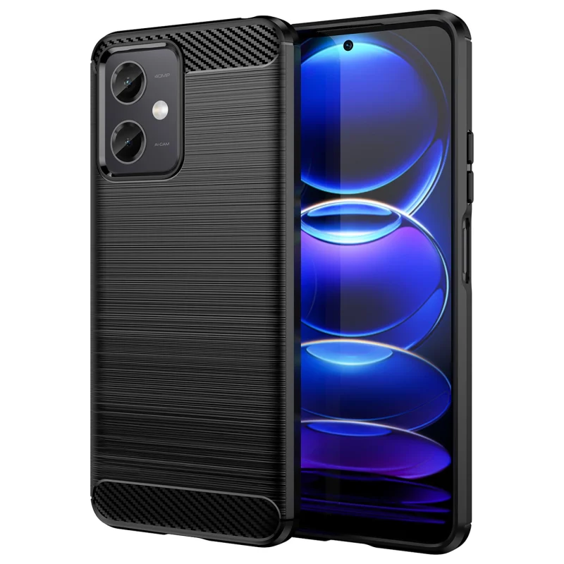 Carbon Case etui Xiaomi Poco X5 5G / Redmi Note 12 5G elastyczny silikonowy karbonowy pokrowiec czarne