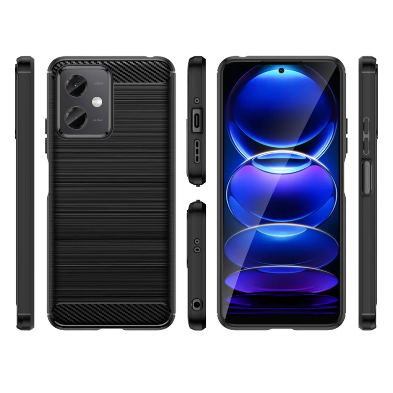 Carbon Case etui Xiaomi Poco X5 5G / Redmi Note 12 5G elastyczny silikonowy karbonowy pokrowiec czarne - obrazek 2