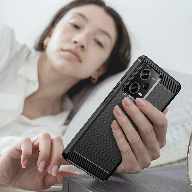 Carbon Case etui Xiaomi Poco X5 5G / Redmi Note 12 5G elastyczny silikonowy karbonowy pokrowiec czarne - obrazek 7