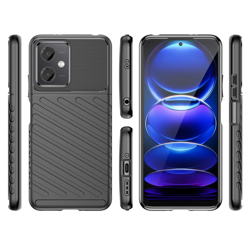 Thunder Case etui Xiaomi Poco X5 5G / Redmi Note 12 5G silikonowy pancerny pokrowiec czarne - obrazek 2